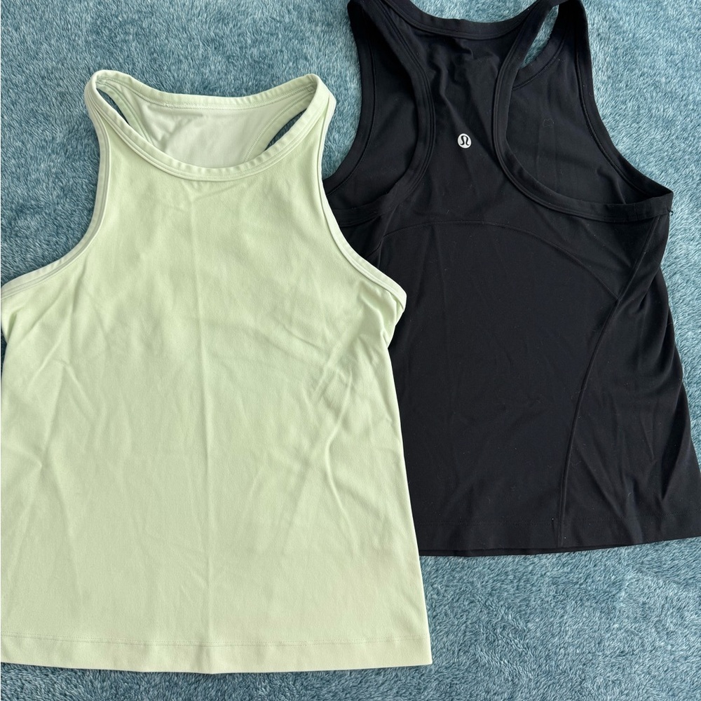 Lululemon Athletica Align Kohlrabi Green and Black Racerback Tanks
